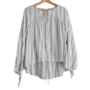 DEREK LAM 10 Crosby Relaxed Fit White Striped Peasant Blouse Sz 4